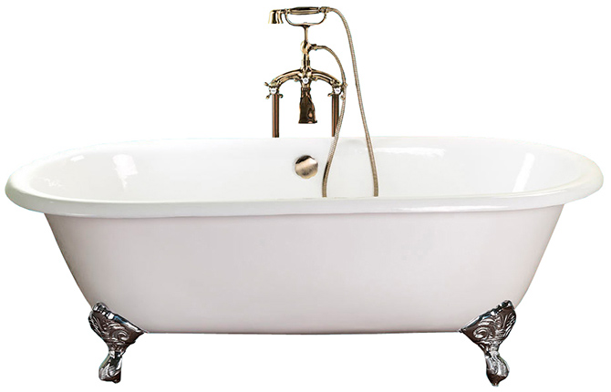 Отдельностоящая чугунная ванна производства Германии в классическом стиле, 170х75 см