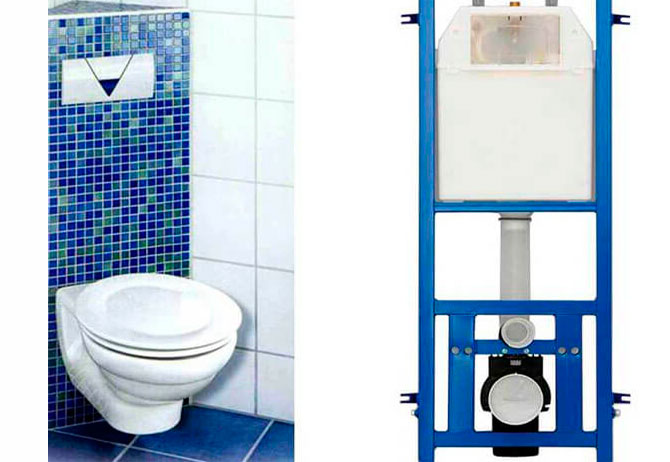 Типы крепления унитаза с инсталляцией