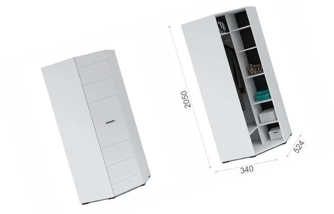 Угловой шкаф с размерами