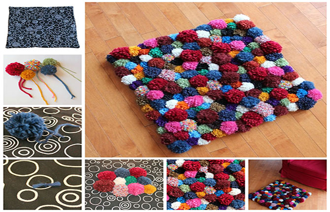 Коврик из помпонов