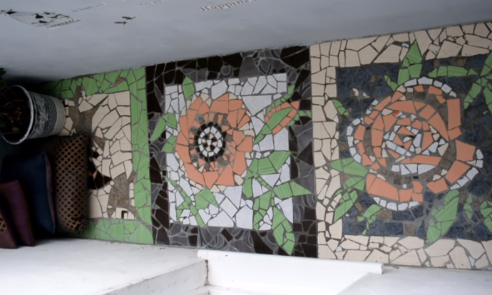 Оригинальная отделка пола. Три панно в ряд