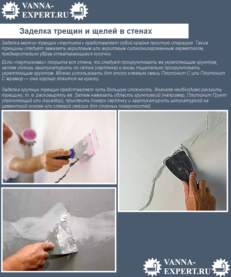 Заделка трещин и щелей в стенах