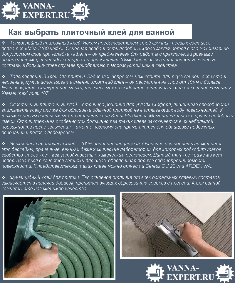 Как выбрать плиточный клей для ванной