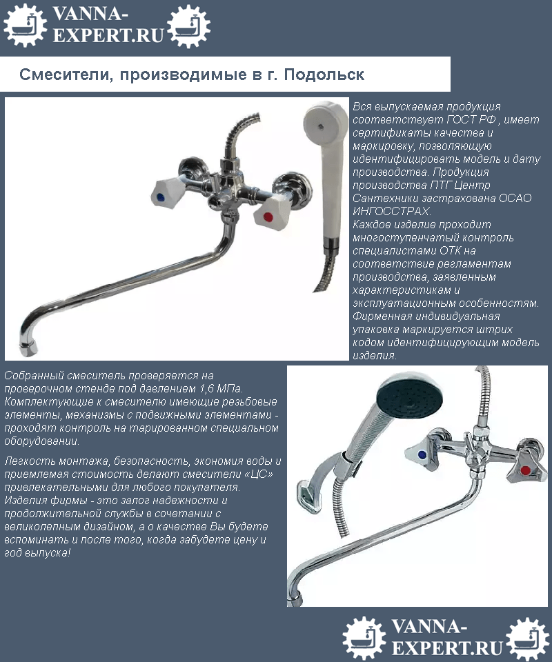 Смесители, производимые в г. Подольск