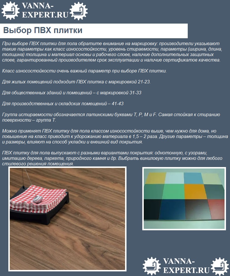 Выбор ПВХ плитки