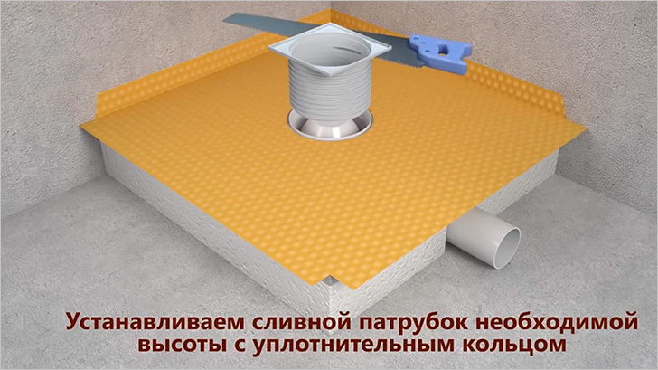 Дополнительный слой гидроизоляции и установка сливного патрубка