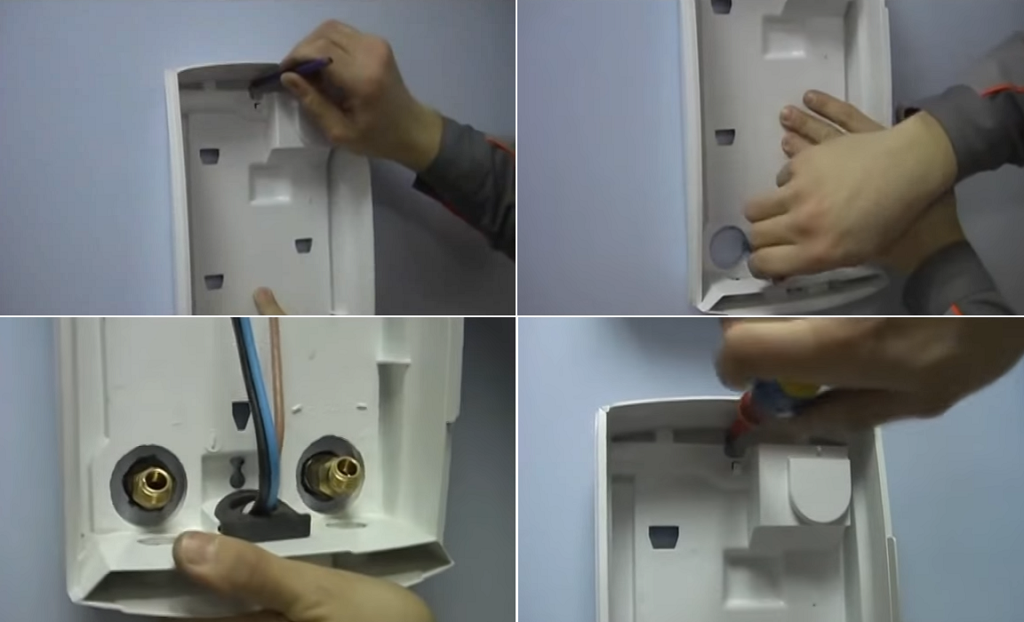 Фиксация задней стенки водонагревателя