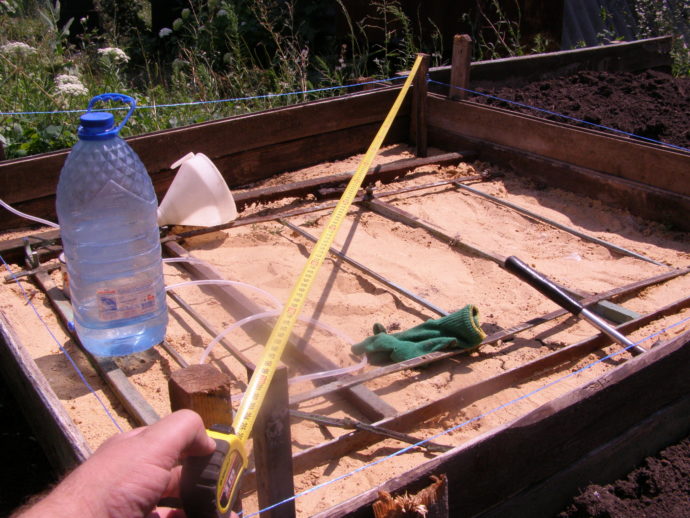 Фундамент для летнего душа. Измерение диагоналей