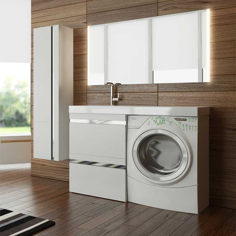 Комплект под стиральную машину с одним выдвижным ящиком и выкатной тумбой