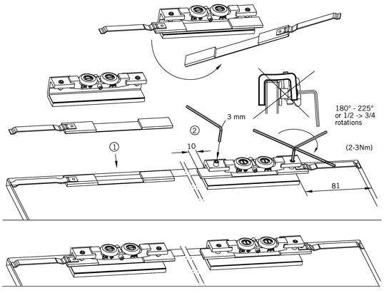 Крепление направляющих роликов к дверному полотну
