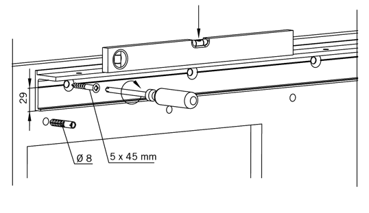 Крепление верхних рельс к стене