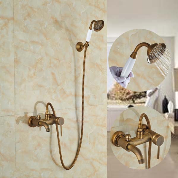 Настенный смеситель, оттенок - античная латунь