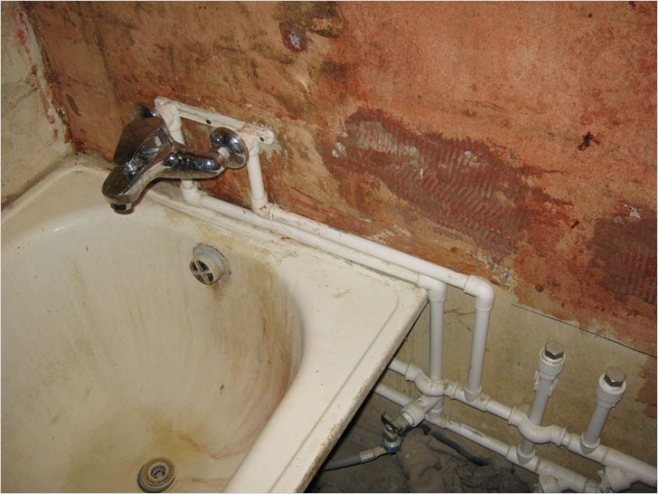 Открытая разводка и смеситель