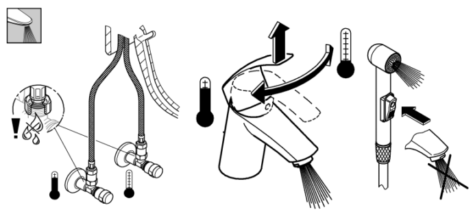 Проверка работоспособности смесителя и душа