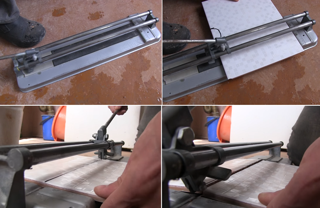 Резка плитки плиткорезом