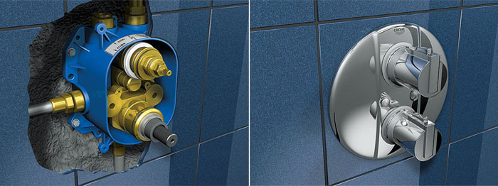 Смеситель для душа встроенный, скрытый монтаж