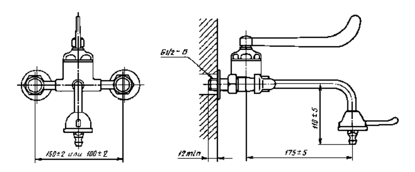 Смеситель для умывальника однорукояточный локтевой