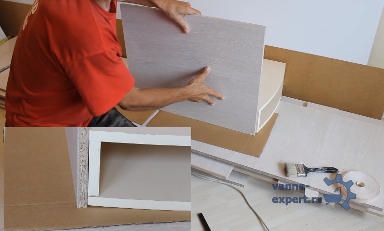 Ставим полку вплотную к ящику