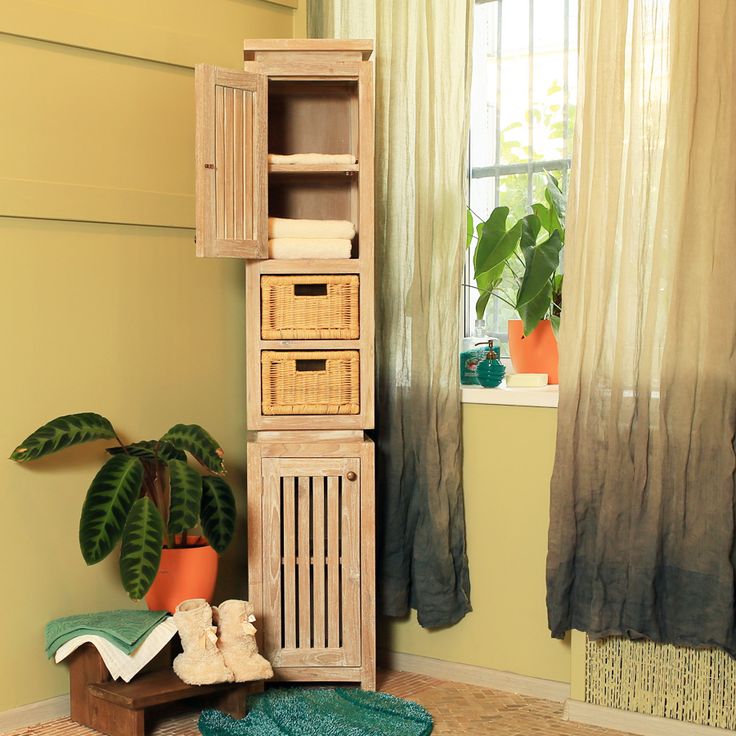 Стеллаж из массива тика, два выдвижных ящика и два закрытых