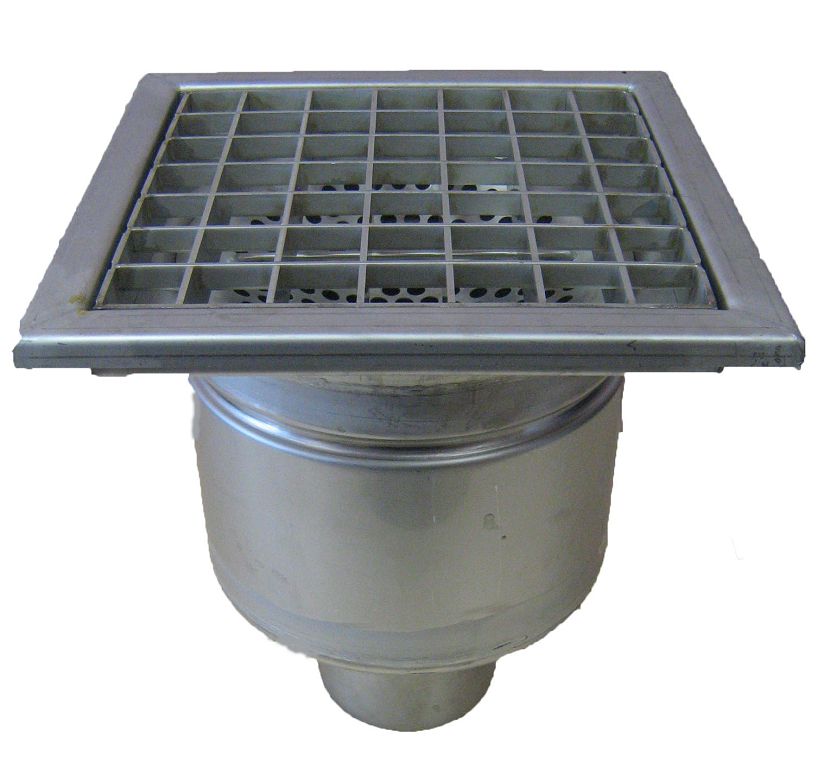 Трап из нержавейки 300х300 с вертикальным выпуском