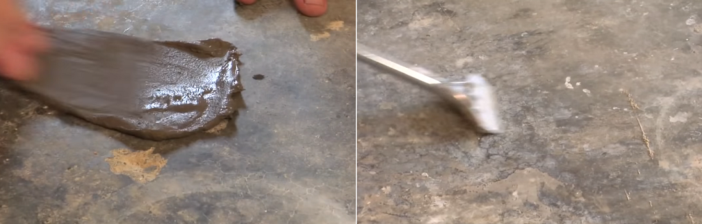 Трещины и неровности на полу нужно заделать ремонтной смесью