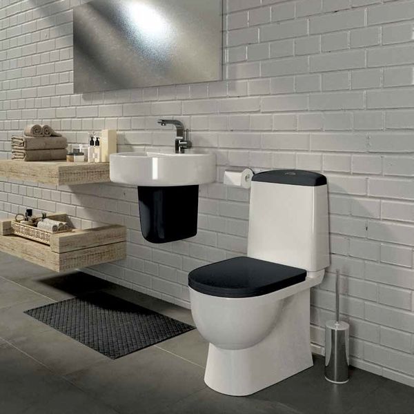 Умывальник Sanita luxe с черным полупьедесталом