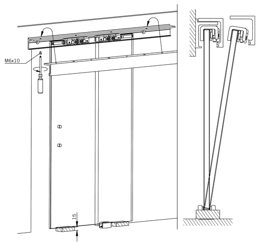 Установка стеклянной двери на рельсы