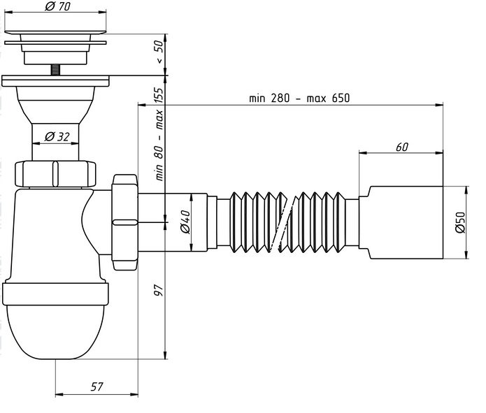 Устройство сифона для раковины