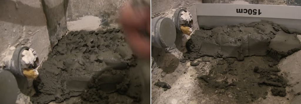 Выкладывание смеси и выравнивание правилом по маякам