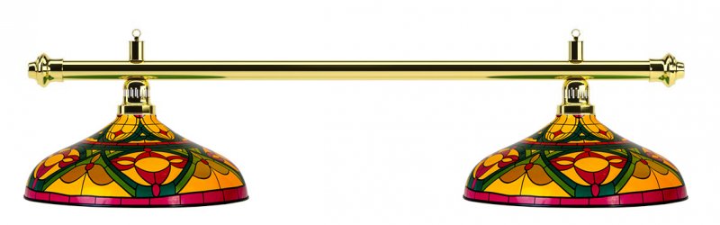 Лампа на два плафона «Colorful» (золотистая штанга, цветной плафон D44см)