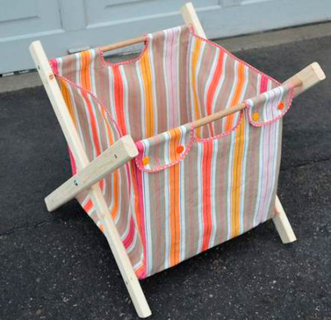 Тканевая корзинка на реечной основе