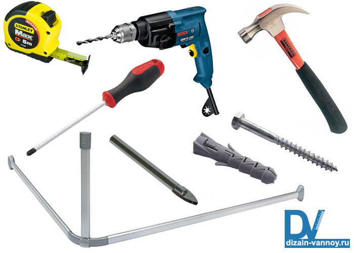 Инструменты для установки мягкой шторки шторка для ванной своими руками