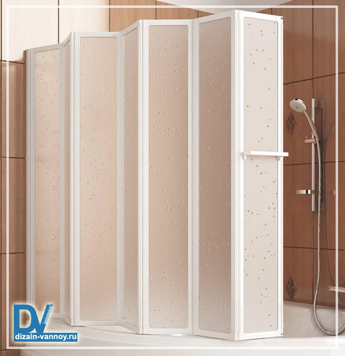 стеклянная шторка для ванной складная