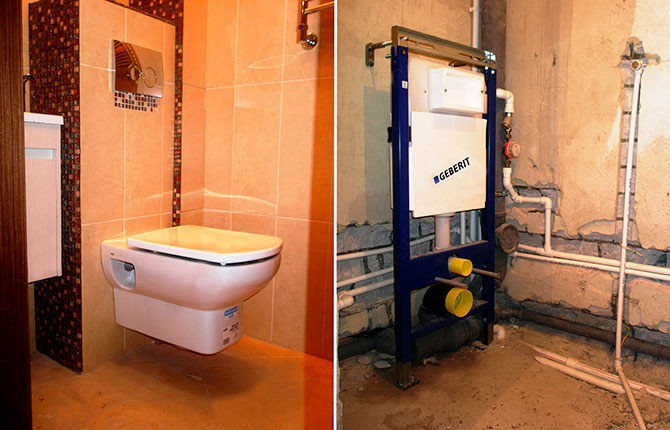 Установка подвесного унитаза с инсталляцией