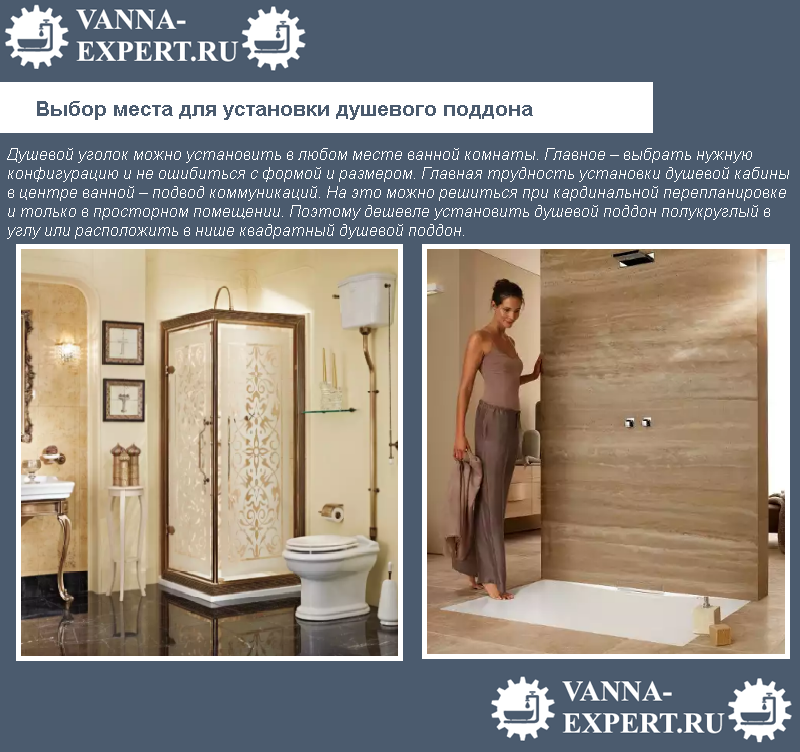 Выбор места для установки душевого поддона