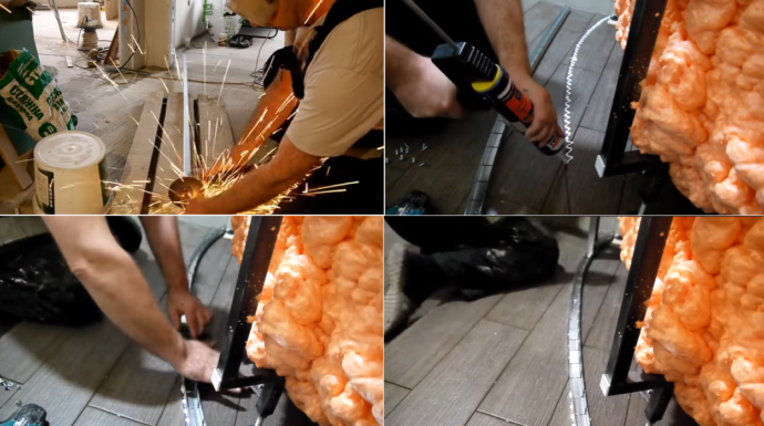 Резка и фиксация профиля на полу