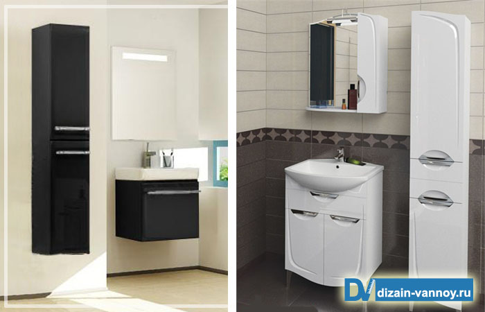 По каким показателям выбирать шкаф в санузел? пенал для ванной с корзиной