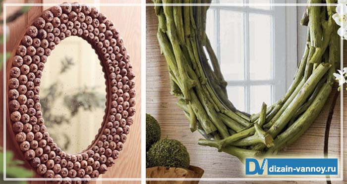 Примеры оформления подручными материалами оформление зеркала в ванной